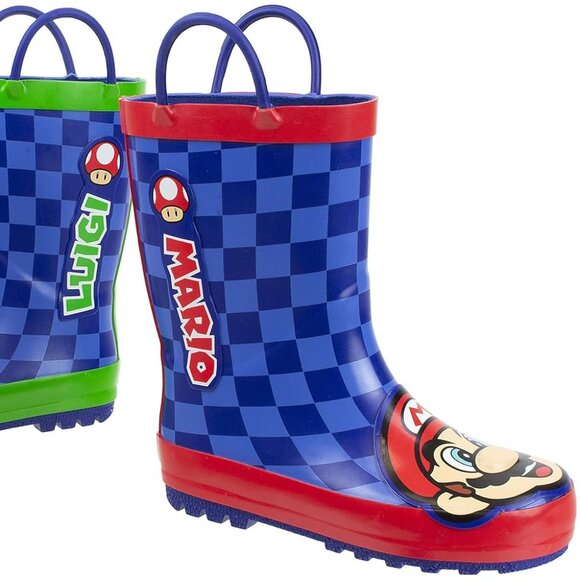 NWT Super Mario Boys Youth 2 / 3 Pull-on Rubber Rain Snow Boots - Picture 1 of 8